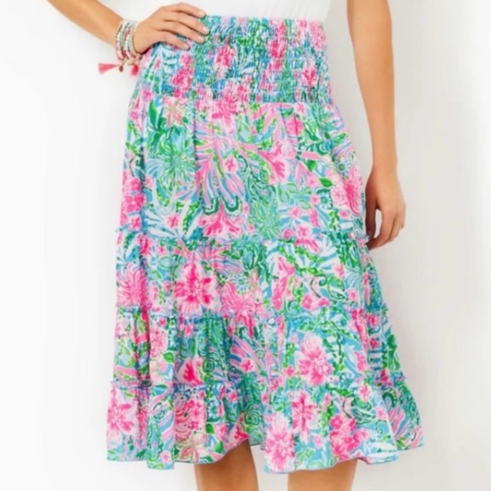 Lilly Pulitzer Deaven Leaf It Wild A-Line Skirt
100% polyester